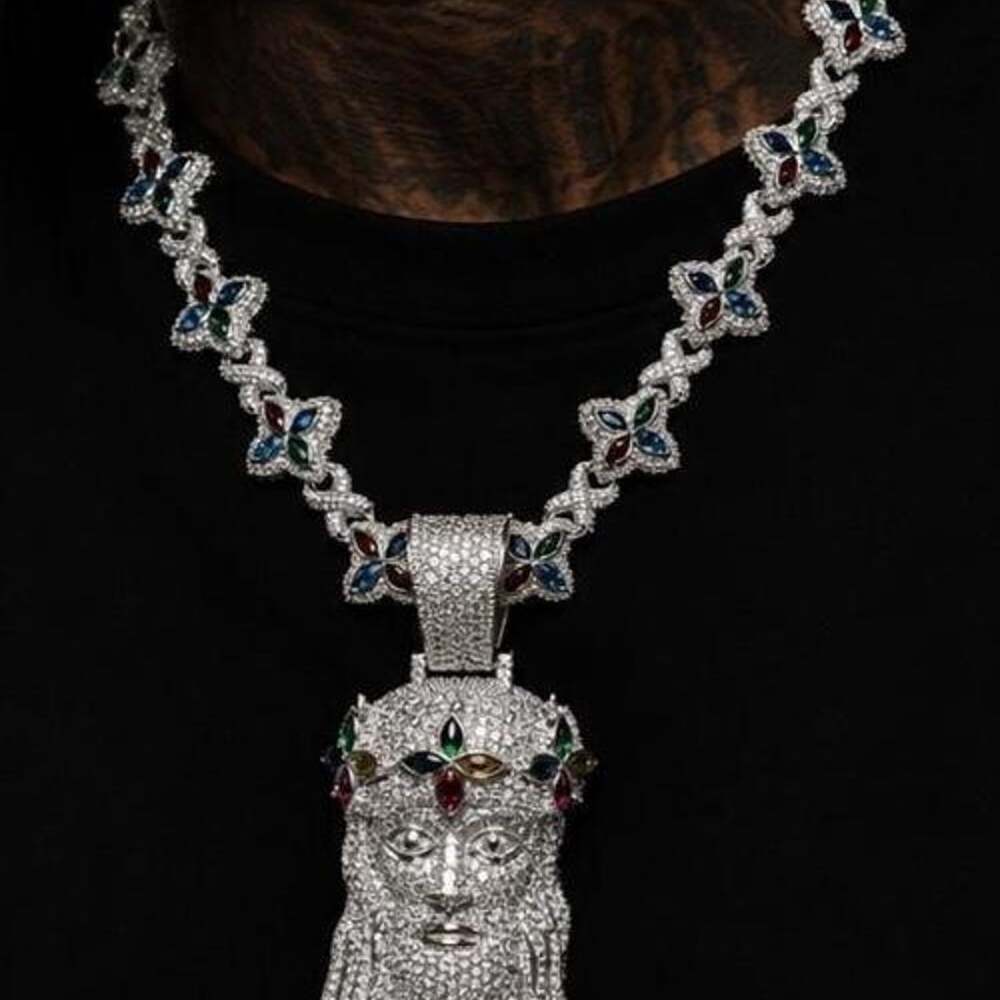 Icy Multi Colored Clover Pendant 20inch